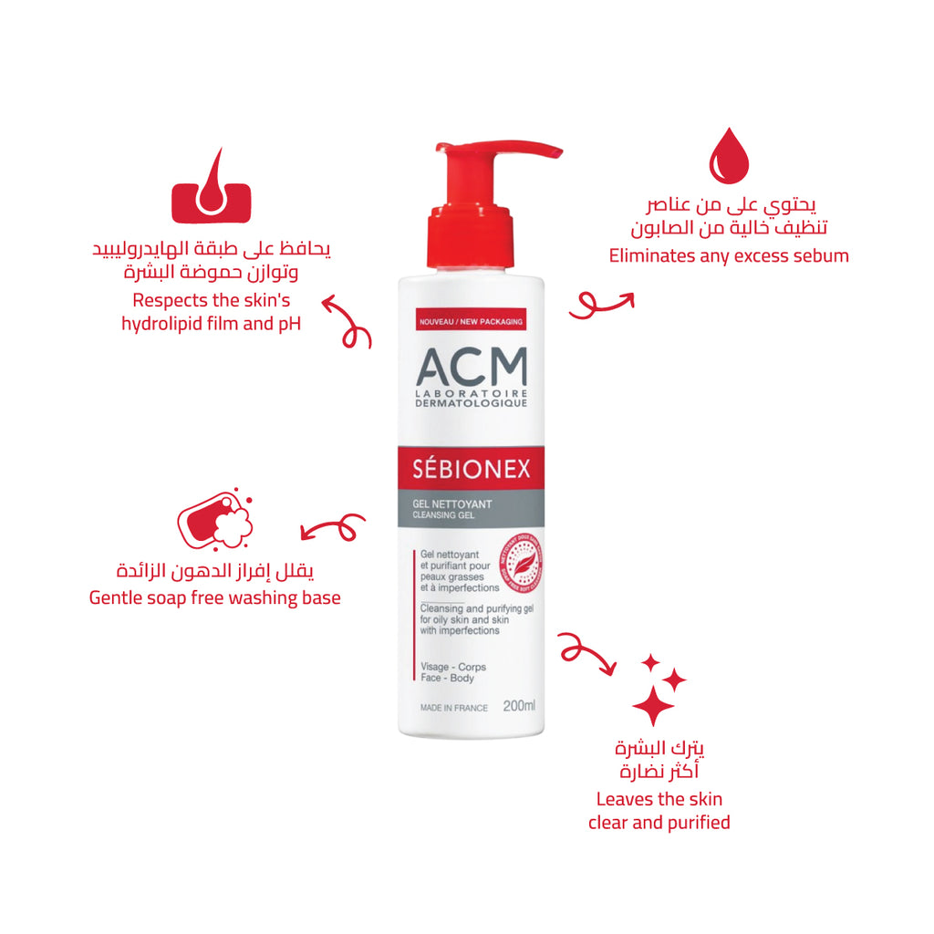 ACM Sebionex Cleansing Gel Purifies Oily Skin - 200 Ml