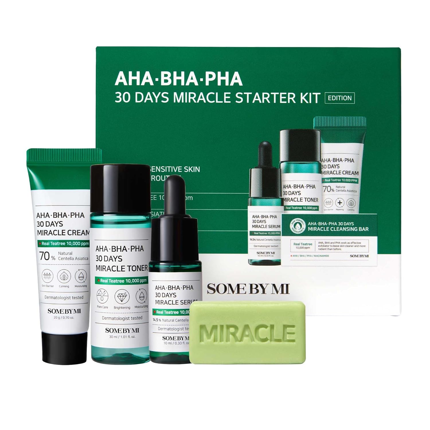 Some By Mi AHA. BHA. PHA 30 Days Miracle Mini Starter Kit Set with Bar- 4 Piece