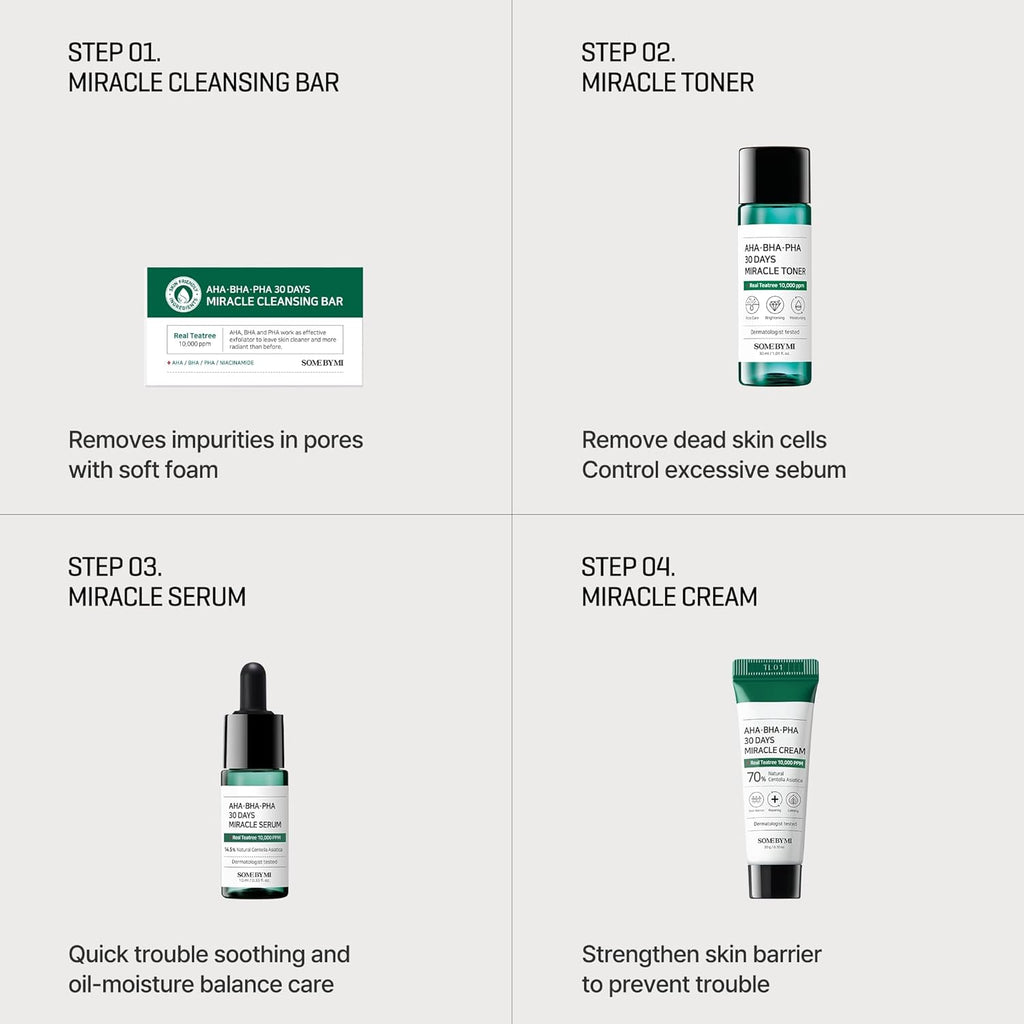Some By Mi AHA. BHA. PHA 30 Days Miracle Mini Starter Kit Set with Bar- 4 Piece