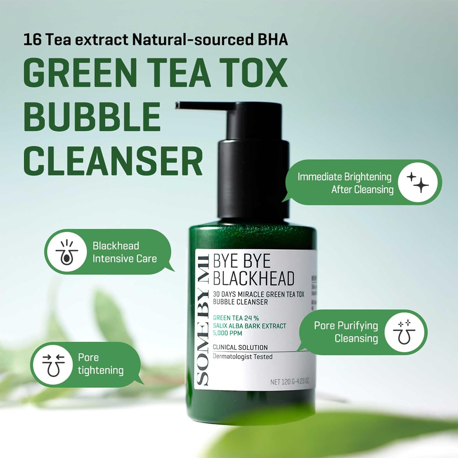 Some By Mi Bye Bye Blackhead 30 Days Miracle Green Tea Tox Bubble Cleanser - 120ml
