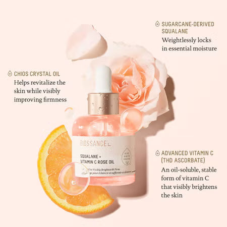 BIOSSANCE Squalane + Vitamin C Rose Oil  - 30ML